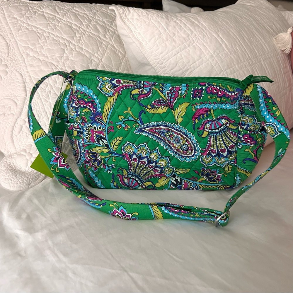 Vera Bradley On The Go Emerald Green Paisley Shoulder Bag - Picture 5 of 5